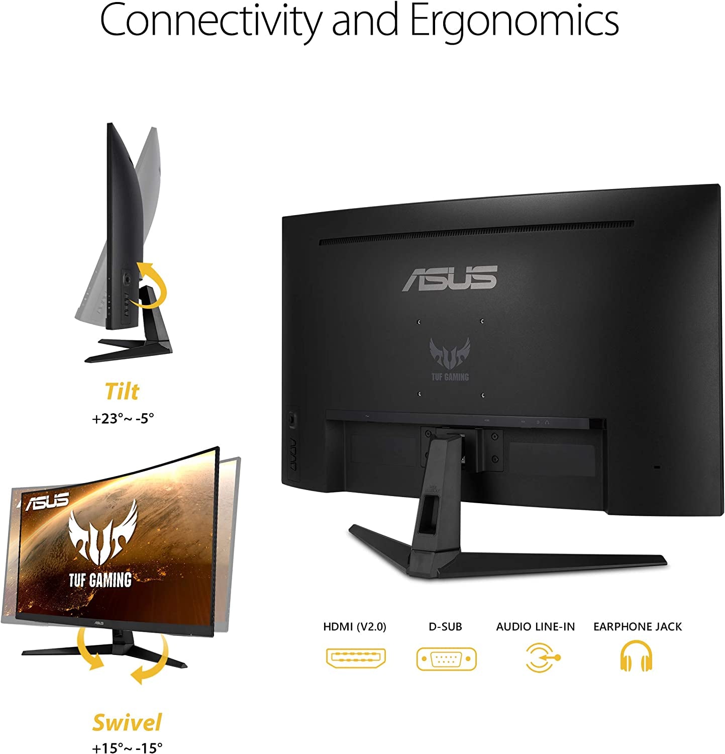 TUF Gaming VG328H1B 32” Curved Monitor, 1080P Full HD, 165Hz (Supports 144Hz), Extreme Low Motion Blur, Adaptive-Sync, Freesync Premium, 1Ms, Eye Care, HDMI D-Sub