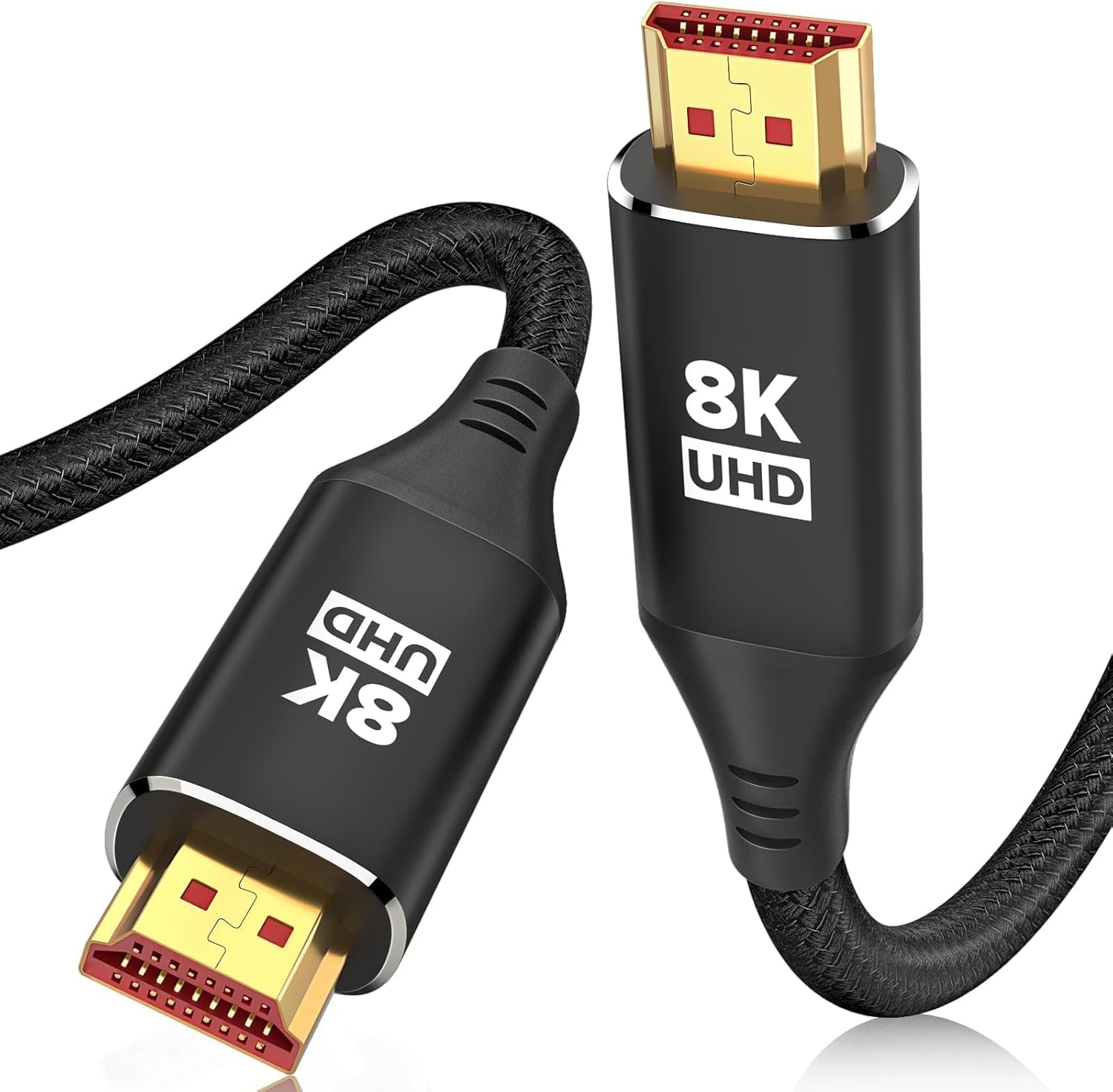 8K HDMI 2.1 Cable 15FT, 48Gbps Ultra High Speed Black Braided HDMI Cord - Get 4K @ 120Hz on PS5 - Supports 8K @ 60Hz, HDR, Earc, Dolby Vision, & More