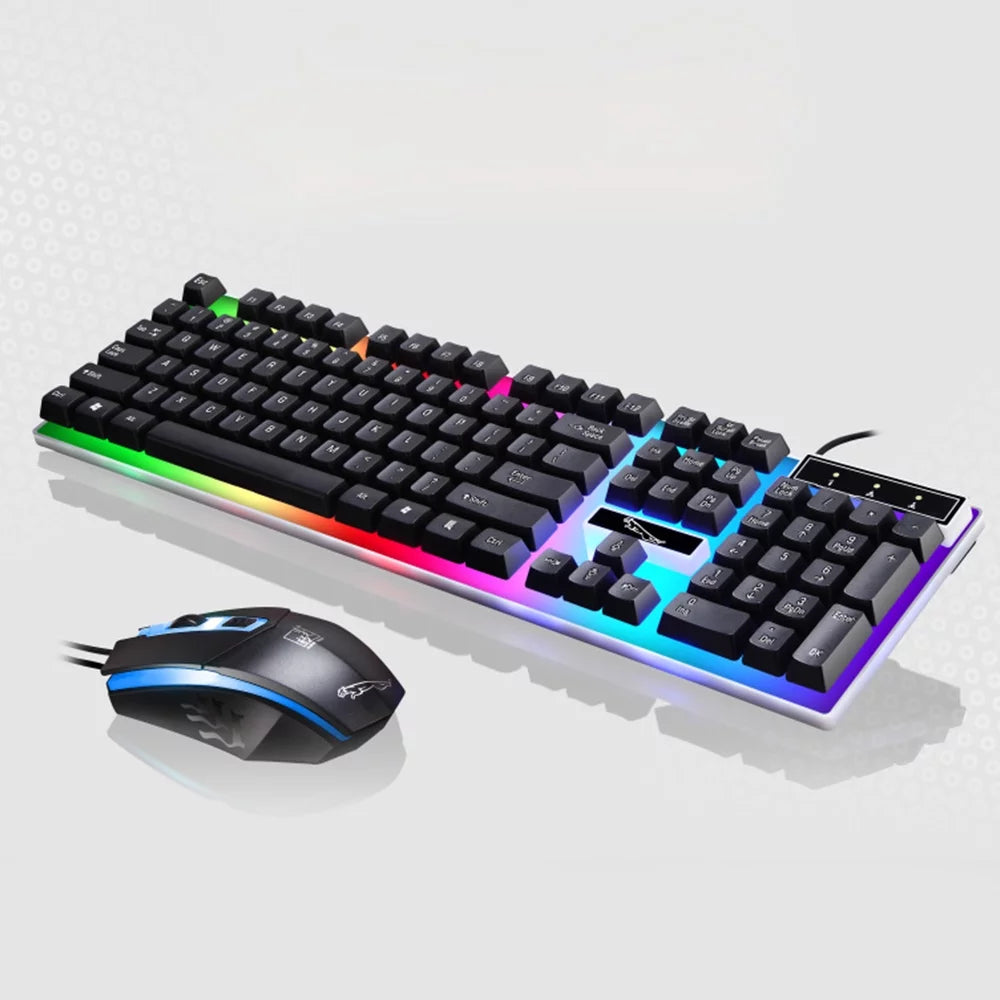 Gaming Keyboard and Mouse Combo, LED Rainbow Backlit Keyboard with 104 Key Computer PC Gaming Keyboard for Pc/Laptop (Black)