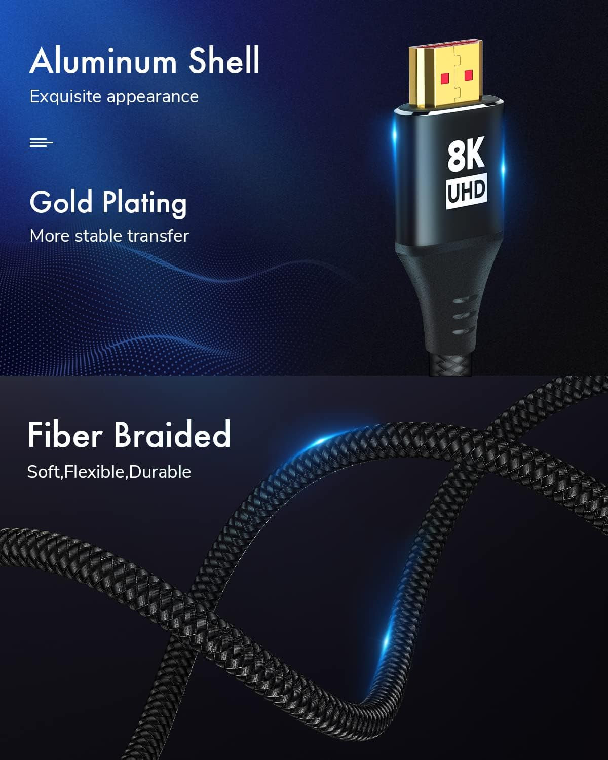 8K HDMI 2.1 Cable 15FT, 48Gbps Ultra High Speed Black Braided HDMI Cord - Get 4K @ 120Hz on PS5 - Supports 8K @ 60Hz, HDR, Earc, Dolby Vision, & More