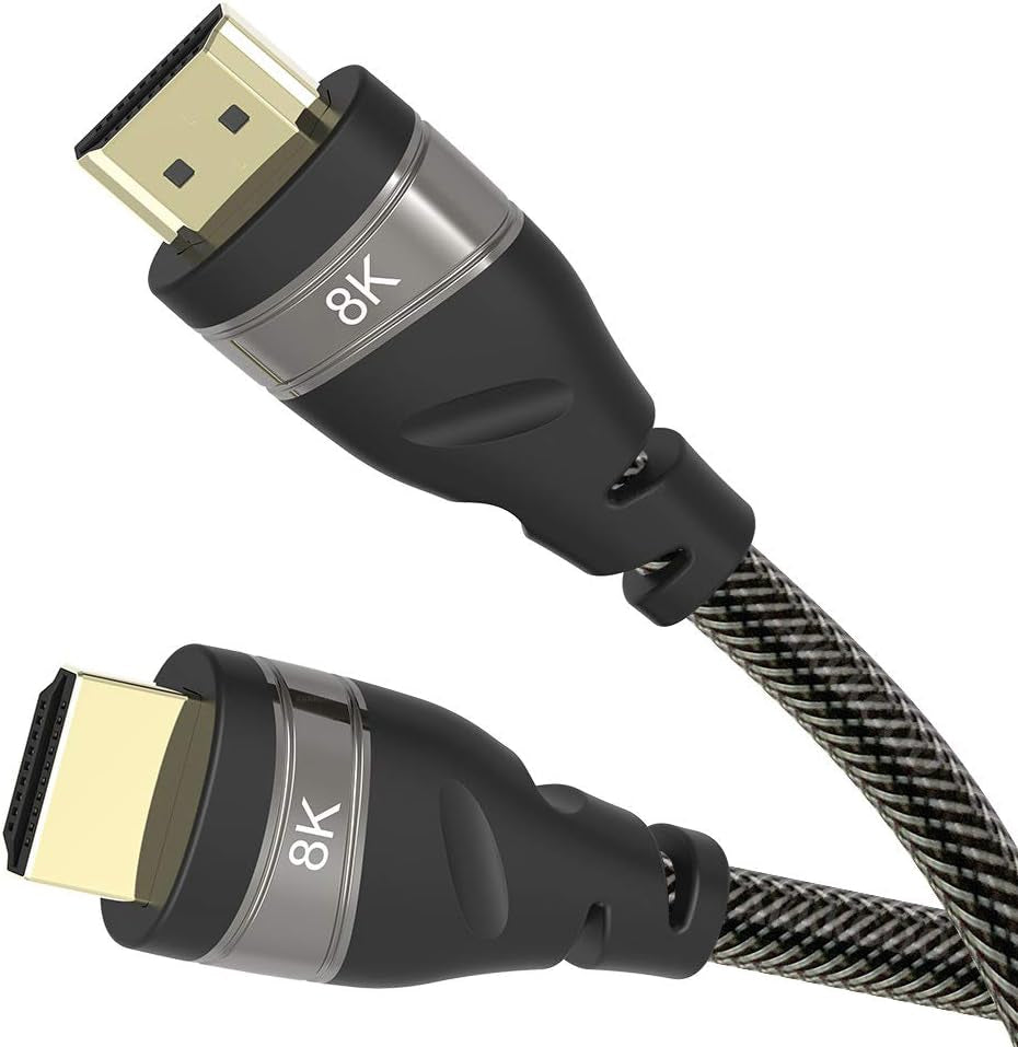 8K HDMI Cable 1.6Ft HDMI 2.1 Cable Real 8K, High Speed 48Gbps 8K(7680X4320)@60Hz, 4K@120Hz Dolby Vision, HDCP 2.2, 4:4:4 HDR, Earc Compatible with Apple TV, Samsung QLED TV (0.5M)