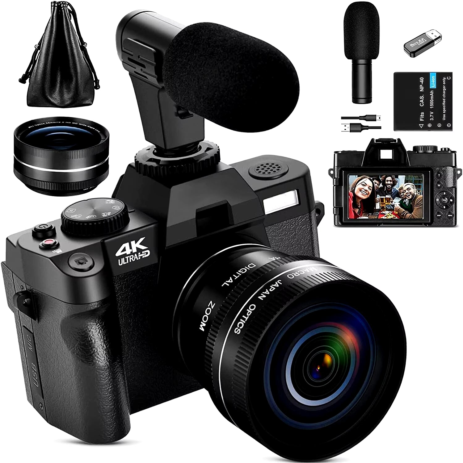 Compact Digital Photography Camera 4K Wireless Network Camera Retro Vlog Recorder Youtube 48MP Camera 3 "Flip Screen