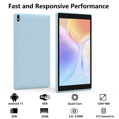 Tablet Android, 8 Inch Tablet 2GB+32GB Tablet, 1280X800 IPS Touch Screen, Tablet Computer Blue