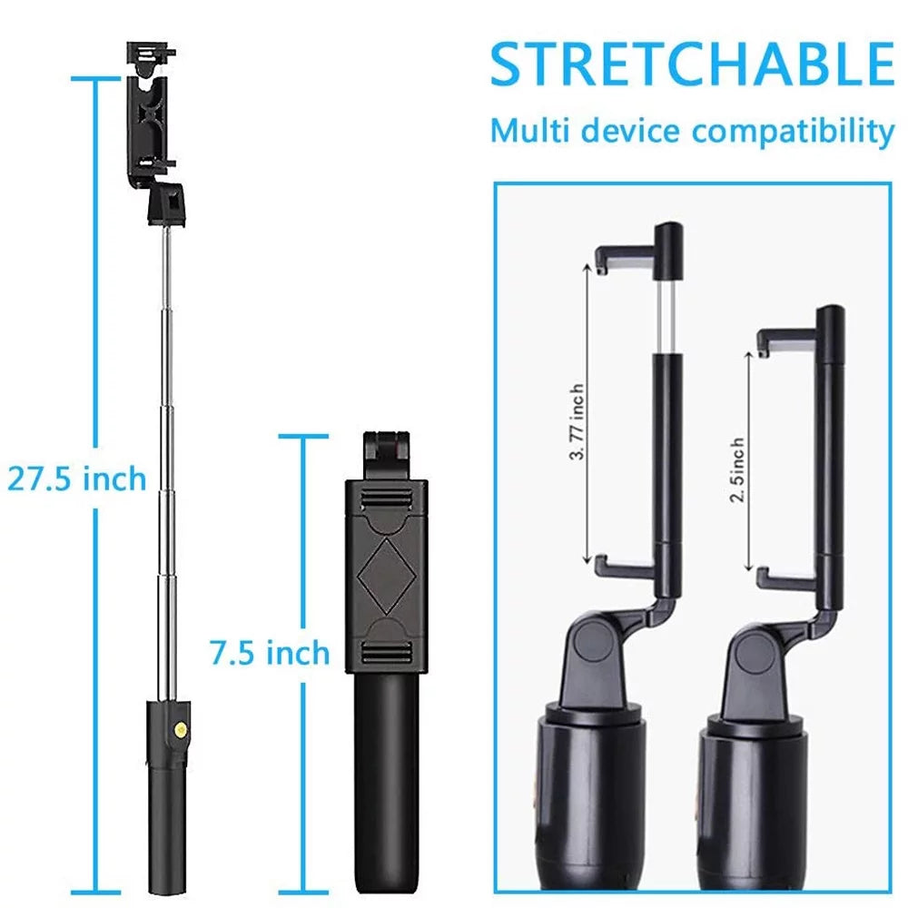 3 in 1 Extendable Selfie Stick Tripod with Detachable Bluetooth Wireless Remote Phone Holder Compatible with Iphone and Android Smartphone