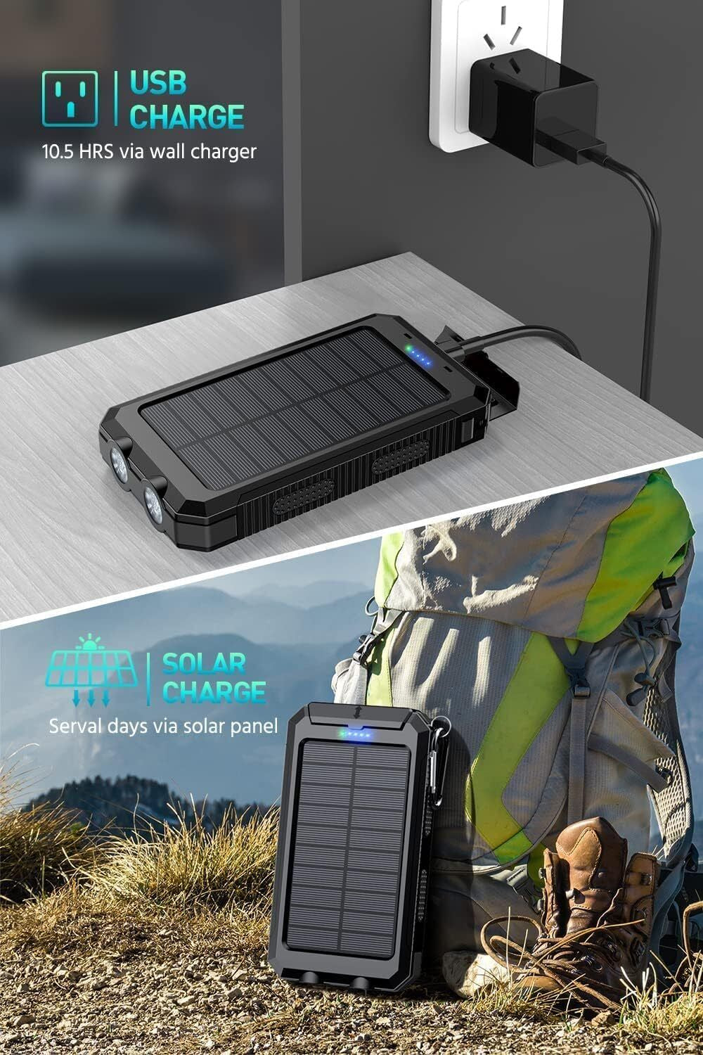 Super Solar Power Bank Charger USB Portable Charger Power Bank for Cell Phone