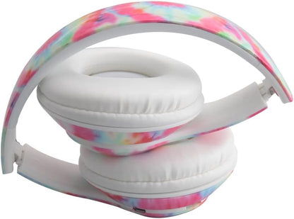 Bluetooth Headphones - Foldable Bluetooth Headset - Lightweight Headphones - Adjustable On-Ear Headphones - Fashion Bluetooth Headphones with Microphone (Tye Dye)